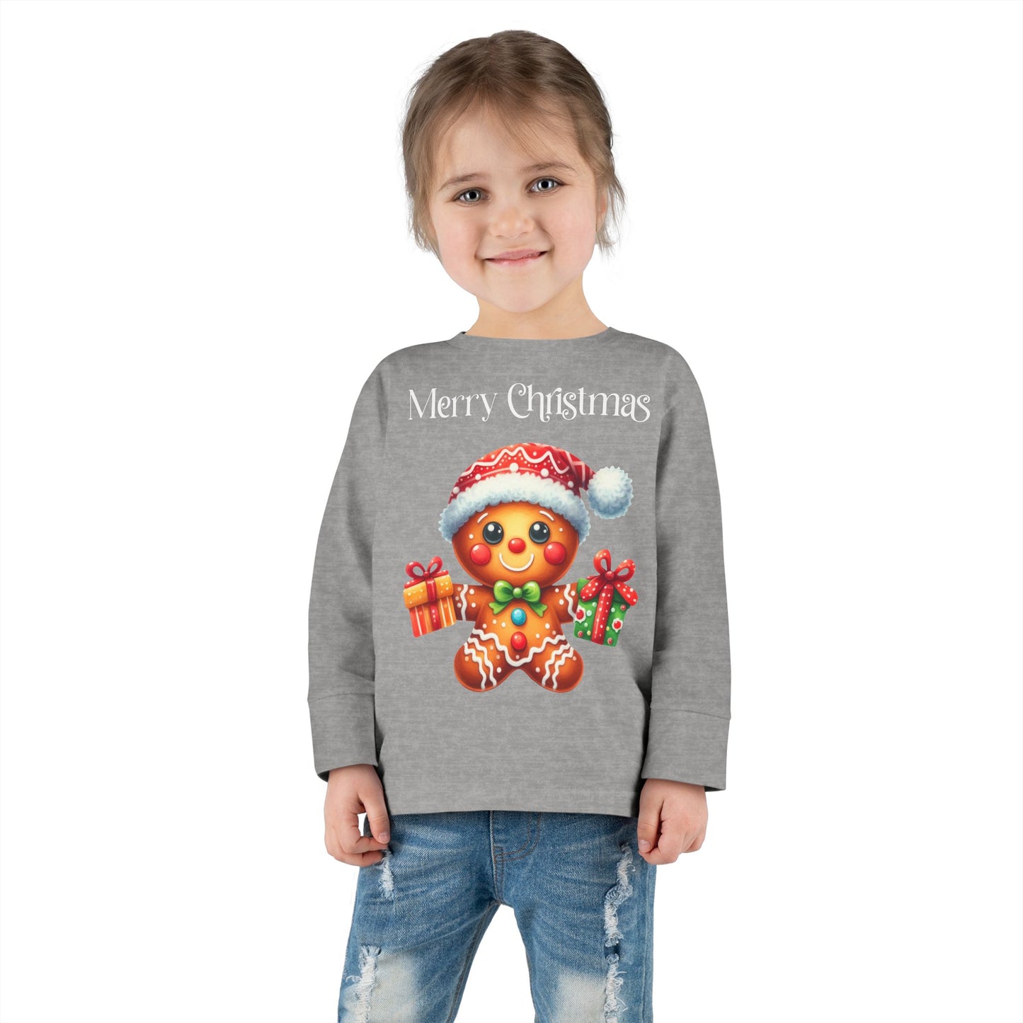 Toddler LS Tee - Christmas - Gingerbread - Merry Christmas (01a)