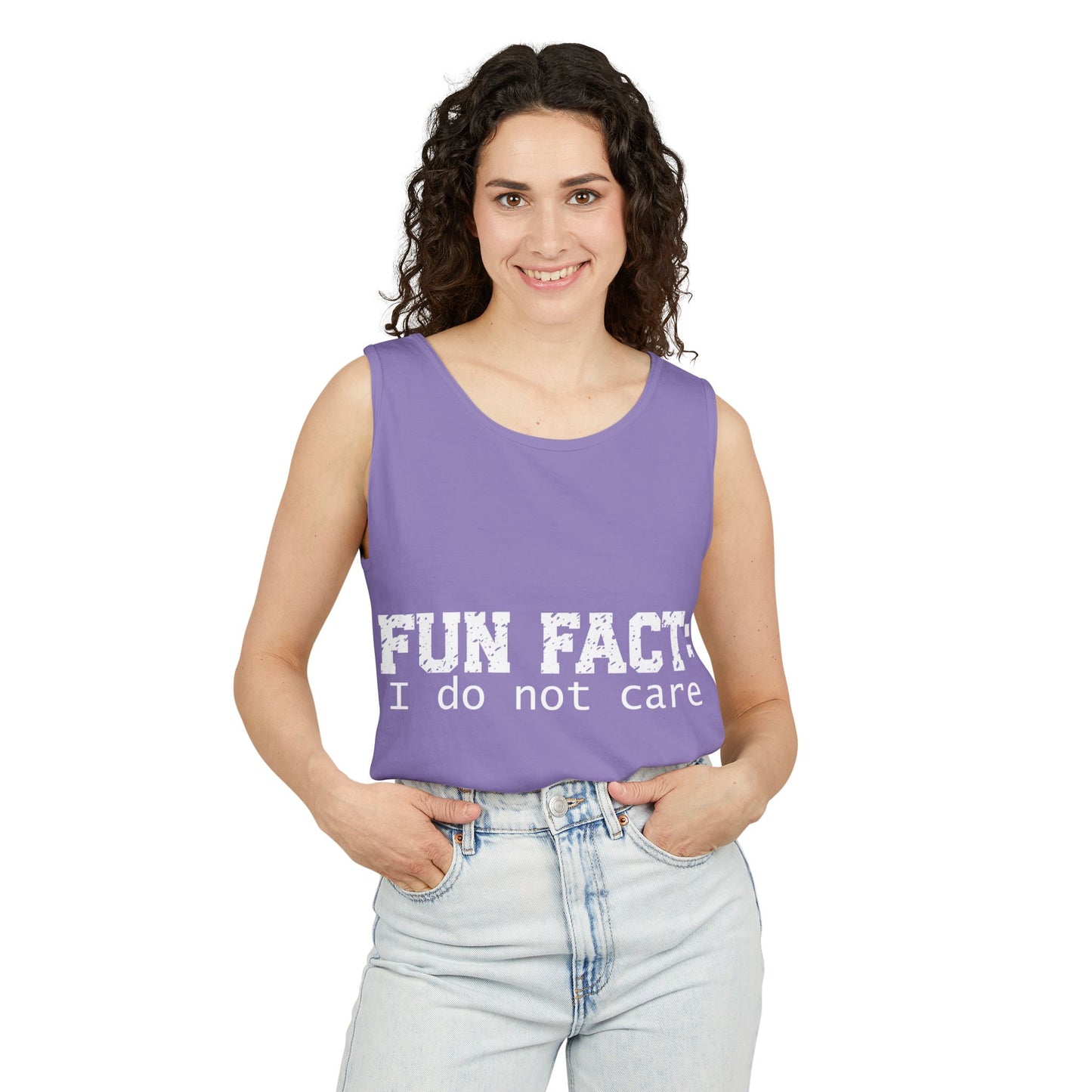 Unisex Tank Top - Funny - Fun Fact: I Do Not Care - White Writing