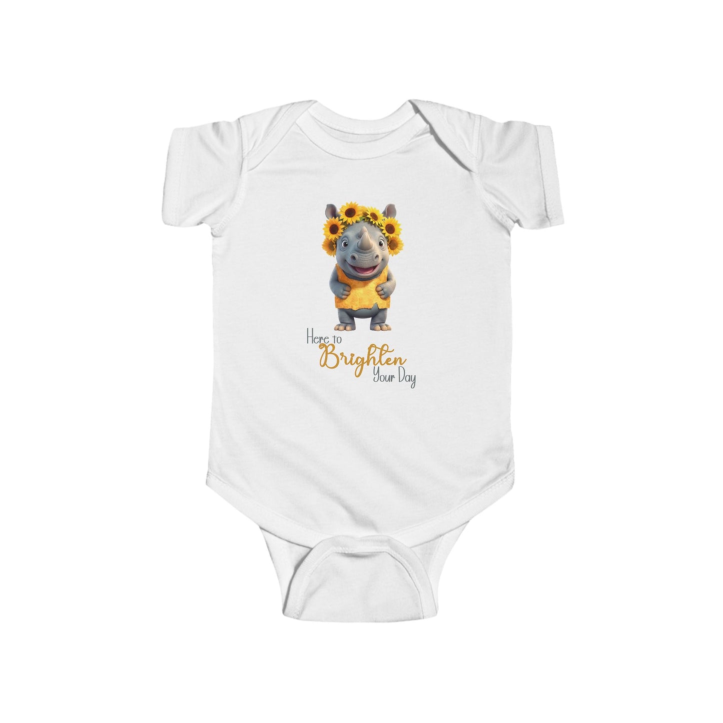 Onesie - Animal - Here to Brighten, Rhino (01)