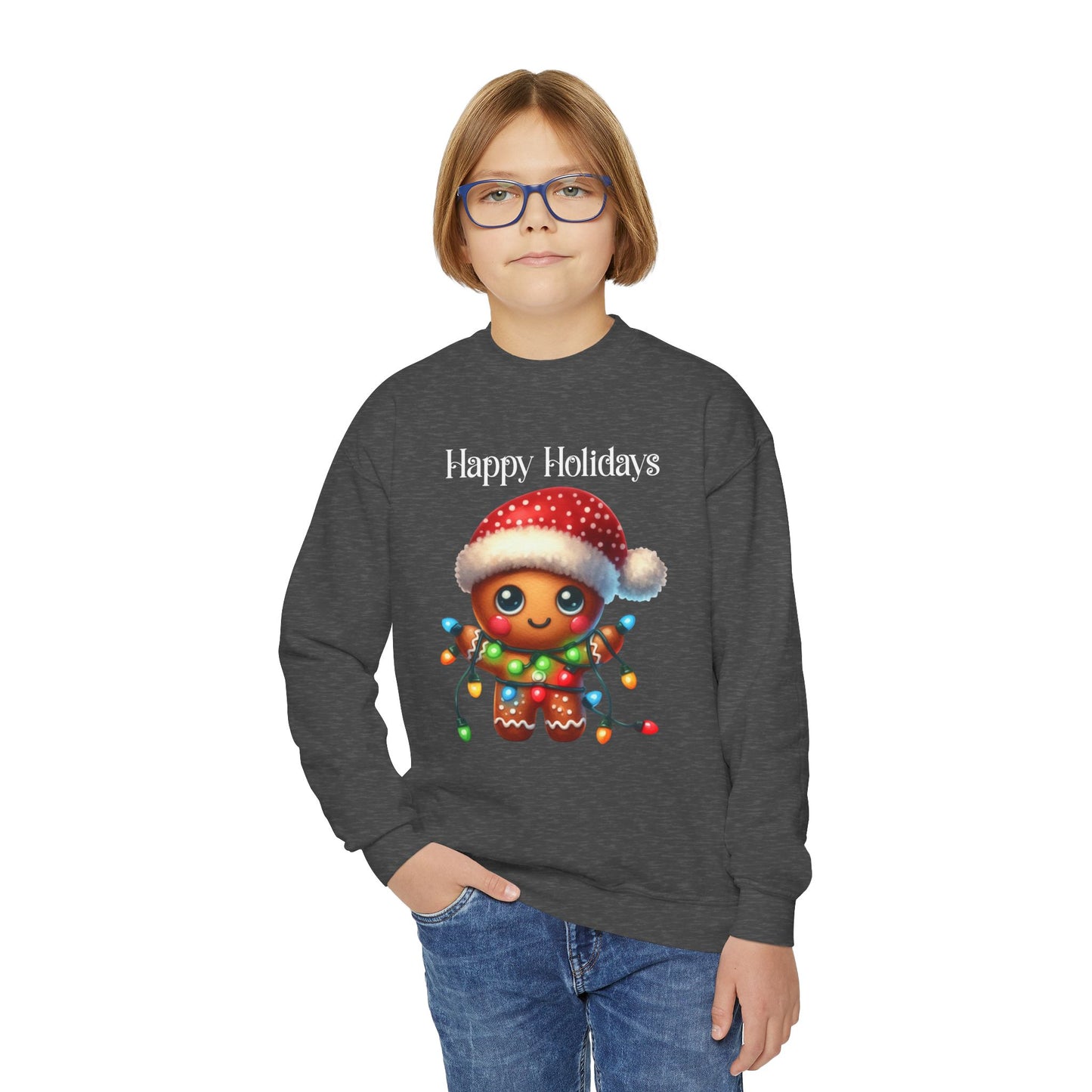 Child Sweatshirt - Christmas - Gingerbread - Happy Holidays (02a)
