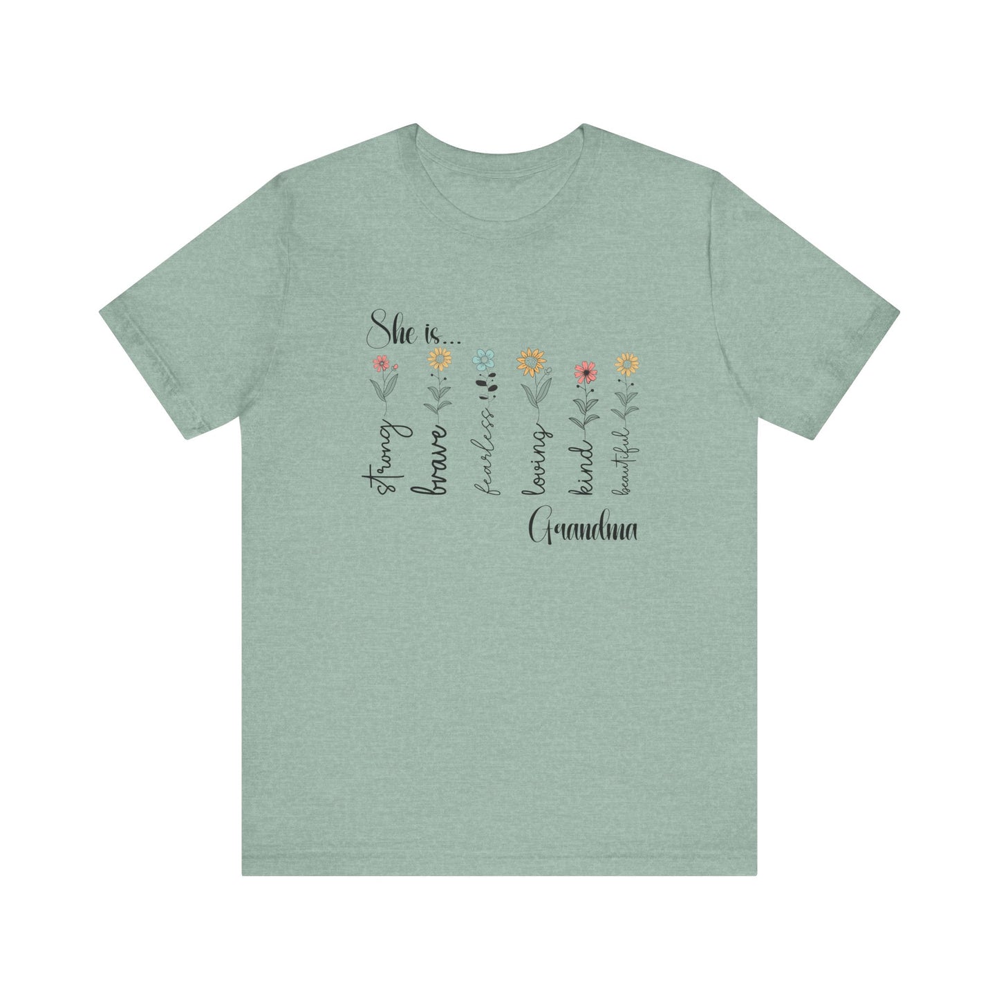 T-Shirt - Family / Grandma - Strong, Brave, Beautiful Floral Design (1)