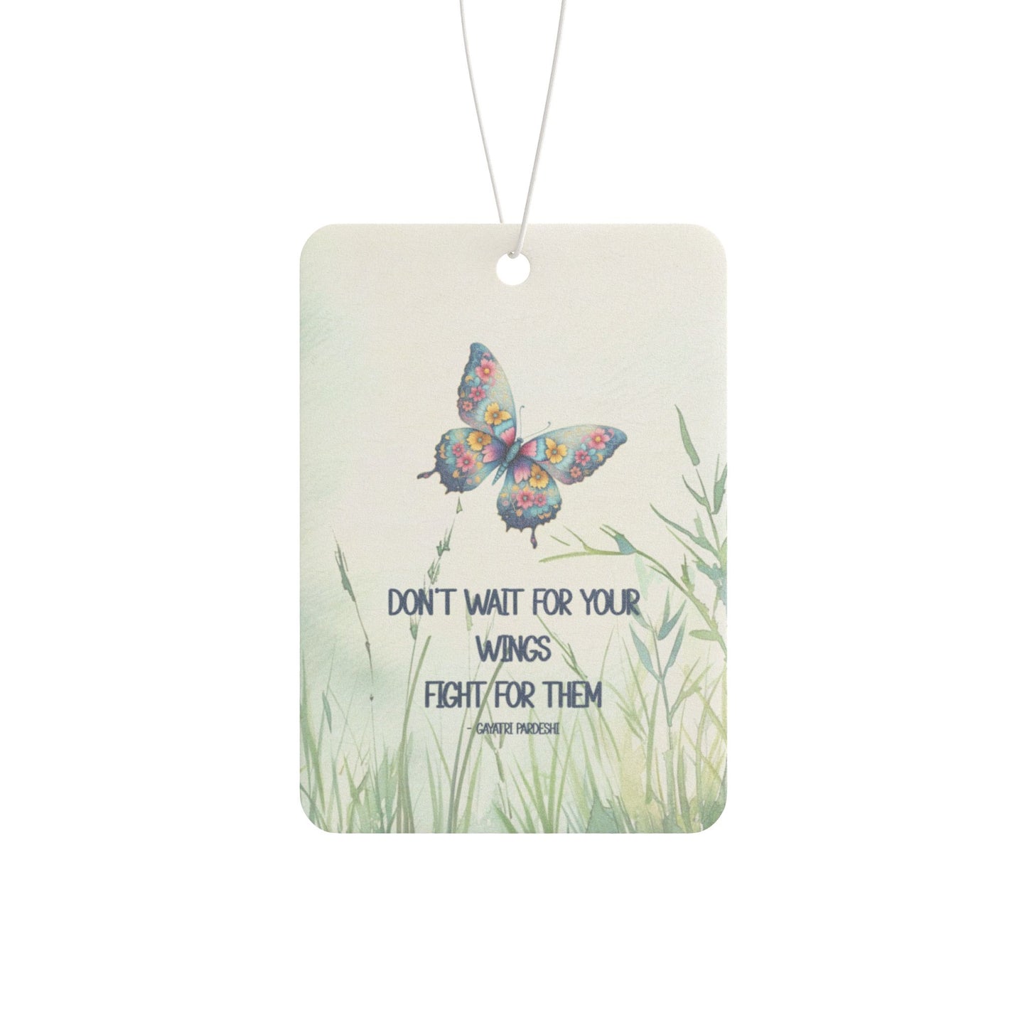 Car Air Freshener - Inspirational Butterfly Design - Pine, New Car, Black Ice Scents