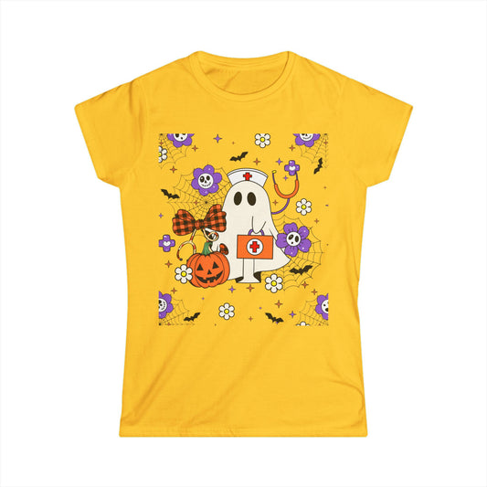 Female T-Shirt -Medical / Halloween Ghost with Medical Stuff (01a)