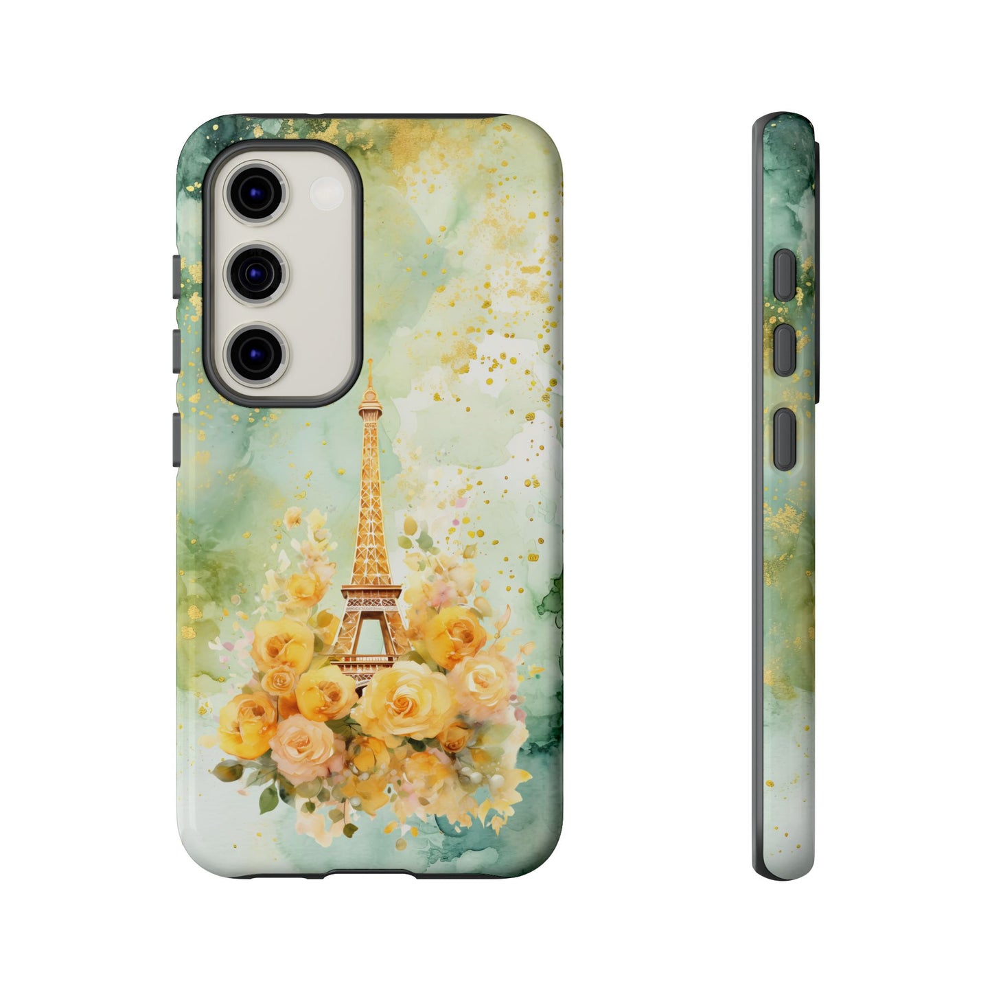 Tough Cell Phone Case - Paris - Eiffel Tower with Yellow Roses (1)