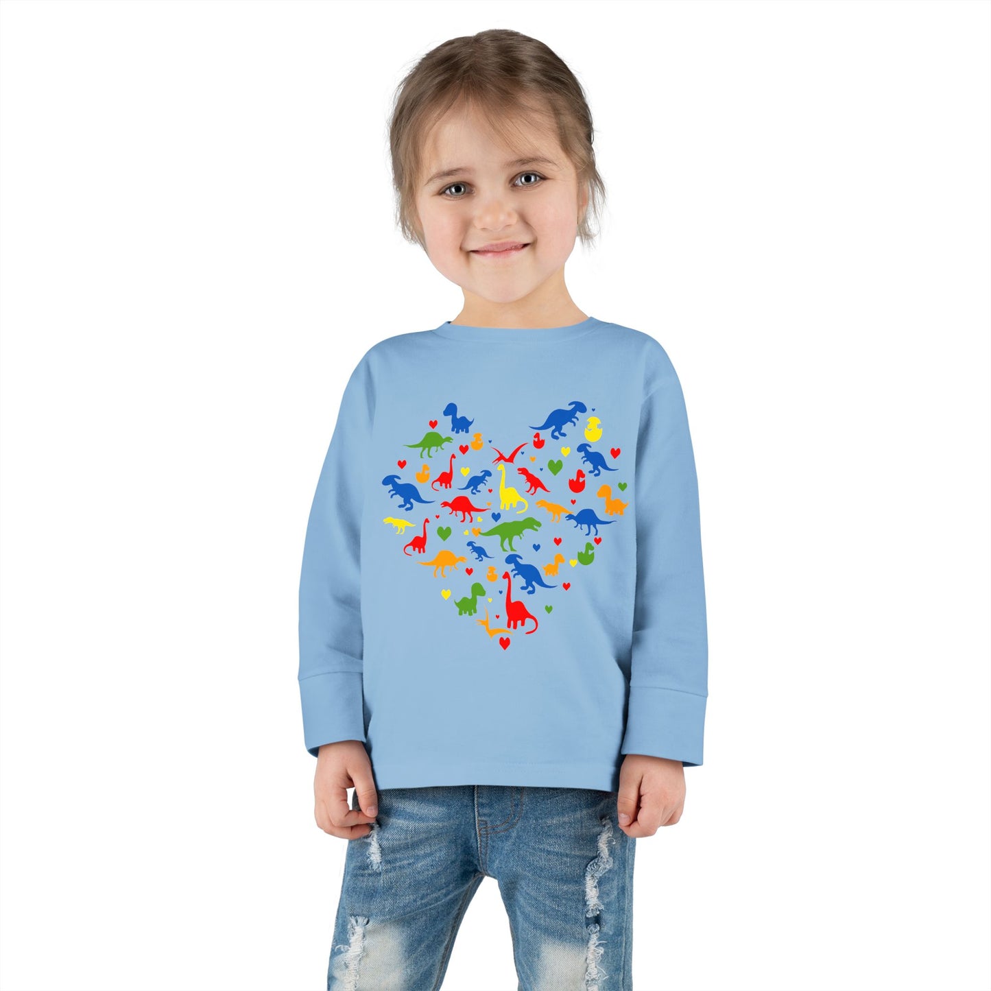 Toddler Long Sleeve Tee - Dinosaur making Heart (1)