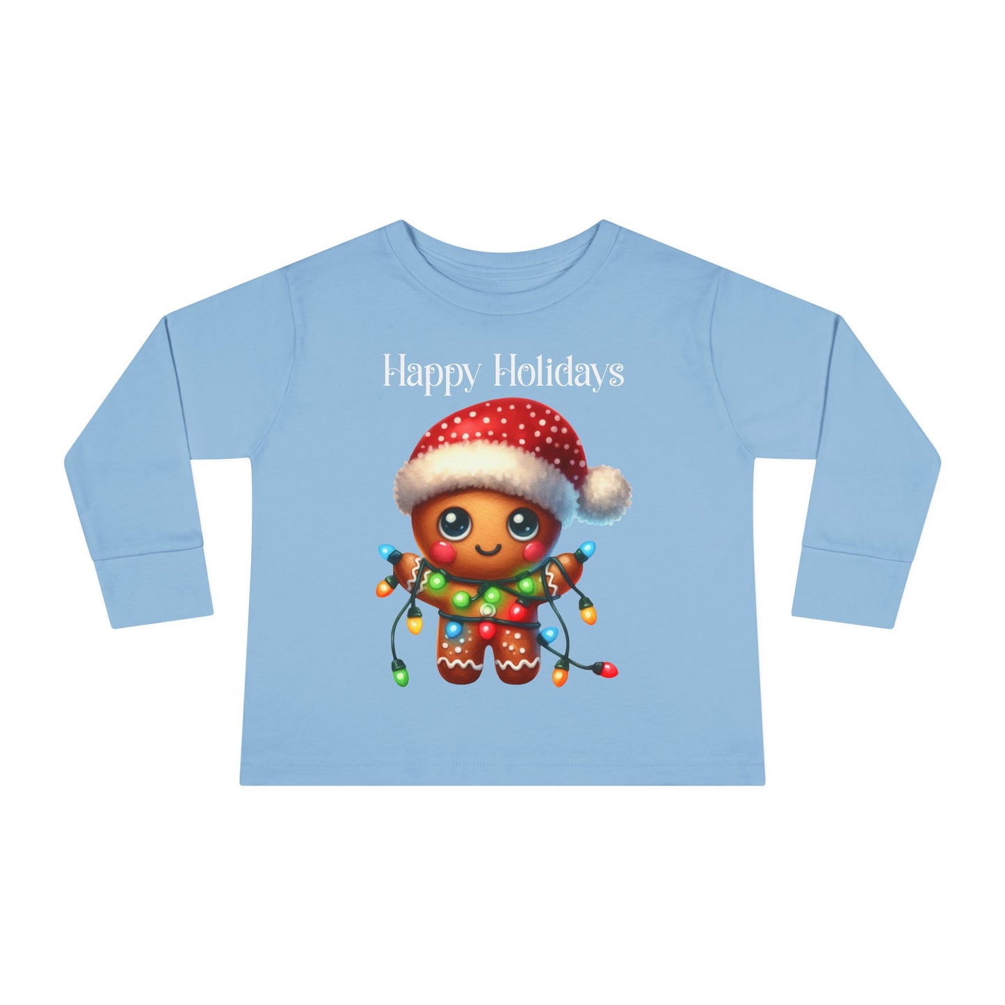 Toddler LS Tee - Christmas - Gingerbread - Happy Holidays (02a)