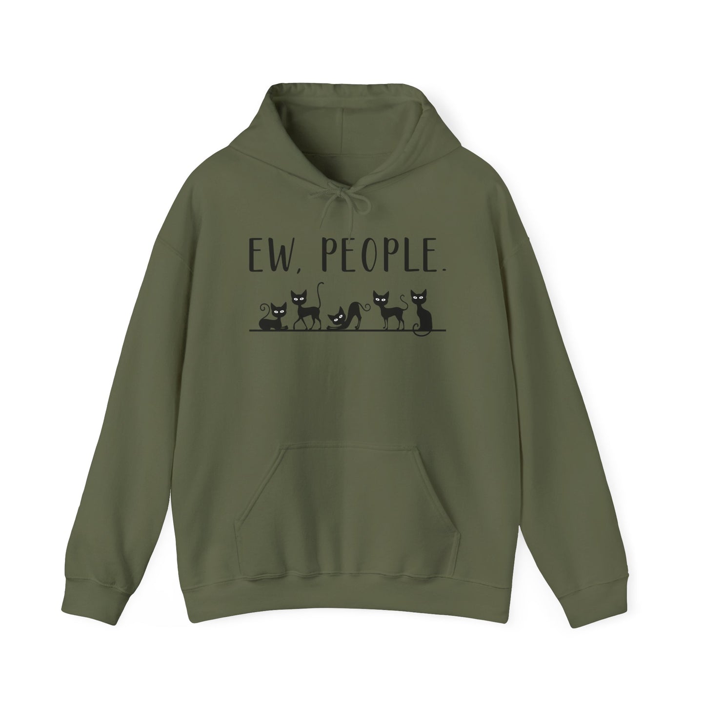 Heavy Blend Hoodie - Animal Lover - Ew People with Black Cats (01)