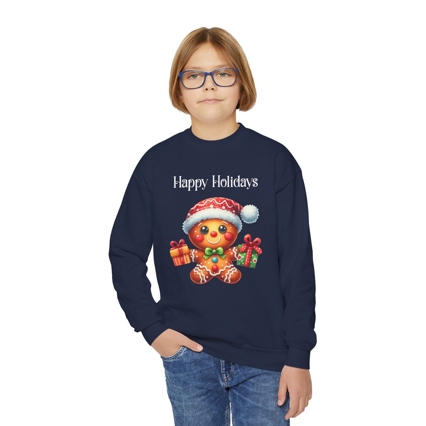 Child Sweatshirt - Christmas - Gingerbread - Happy Holidays (01a)