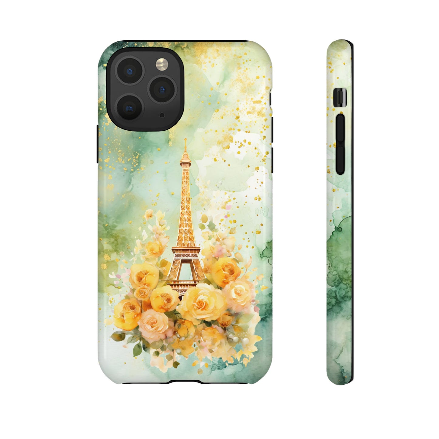 Tough Cell Phone Case - Paris - Eiffel Tower with Yellow Roses (1)