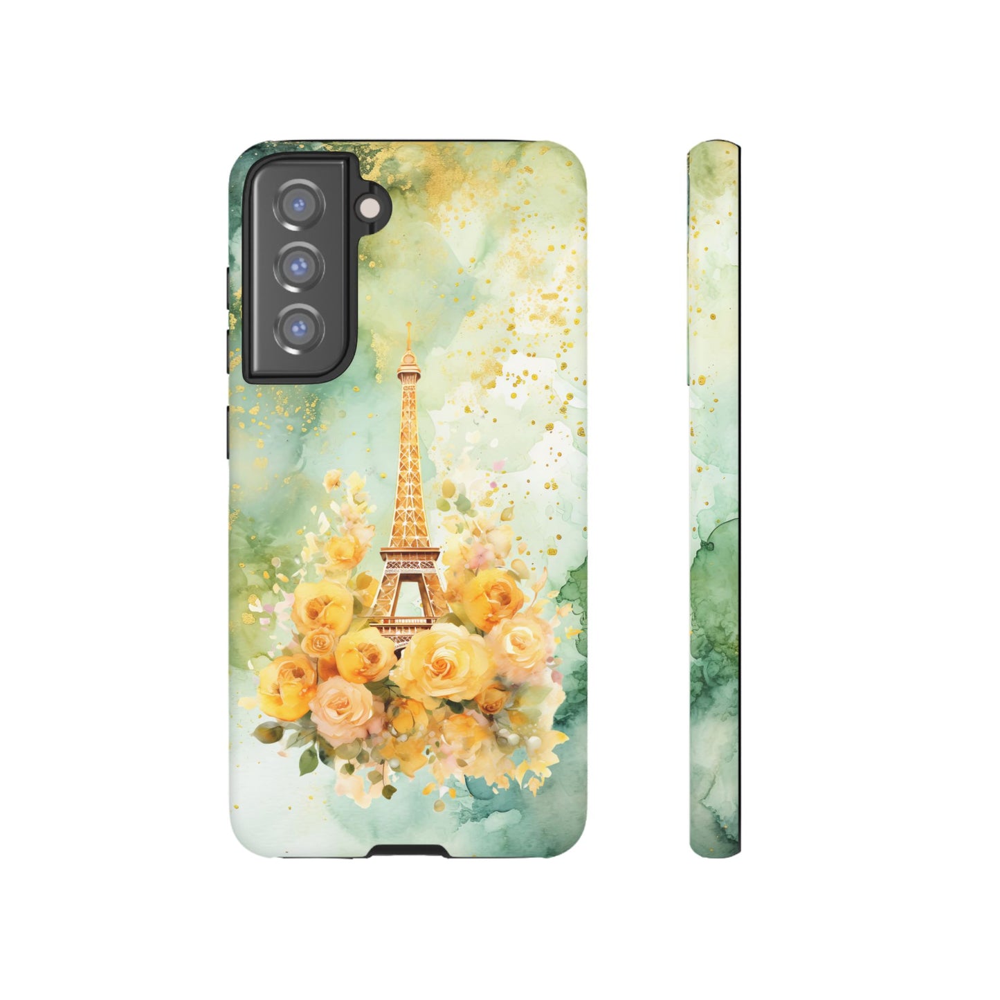 Tough Cell Phone Case - Paris - Eiffel Tower with Yellow Roses (1)