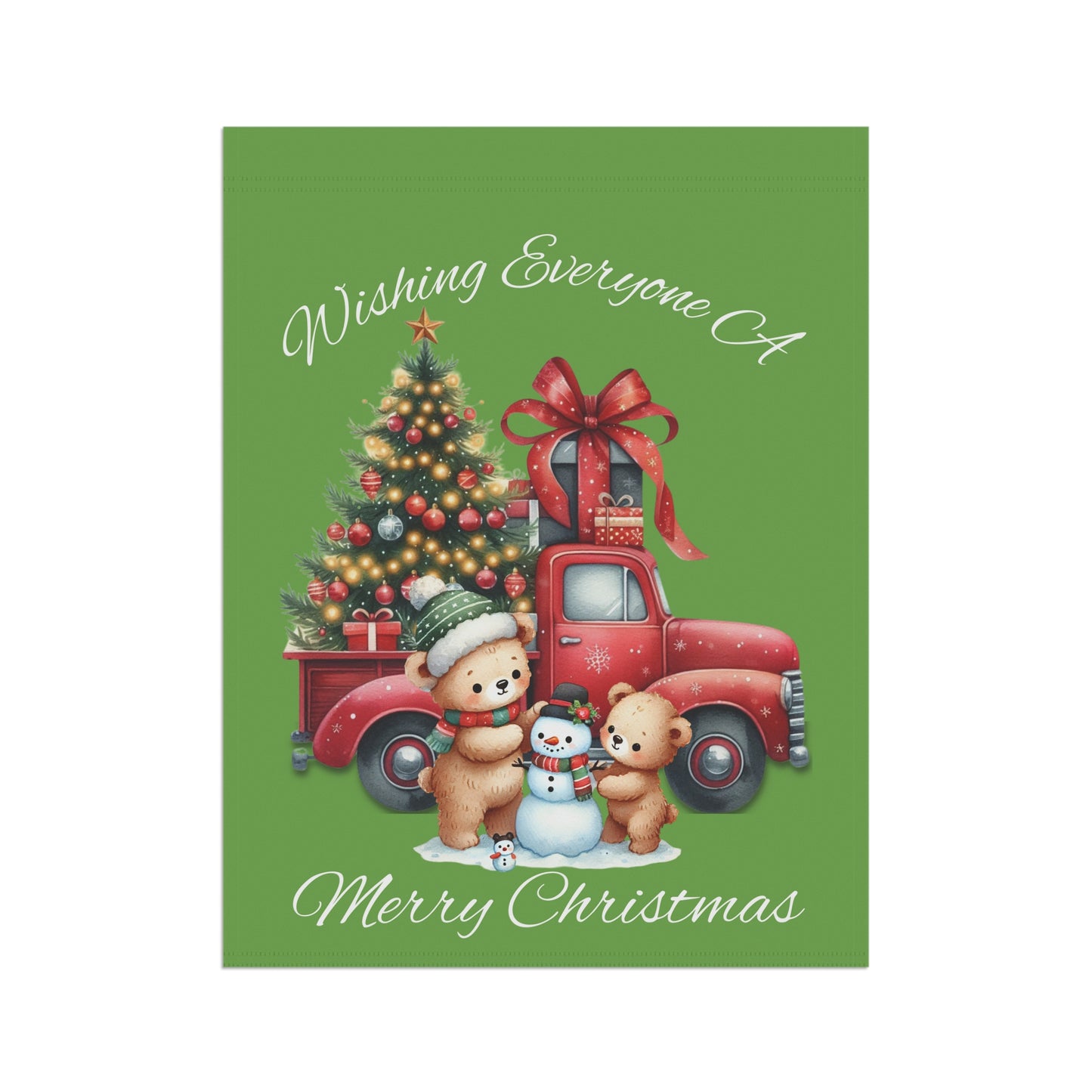 Garden Flag - Christmas - Truck & Snowman (01a - Green)