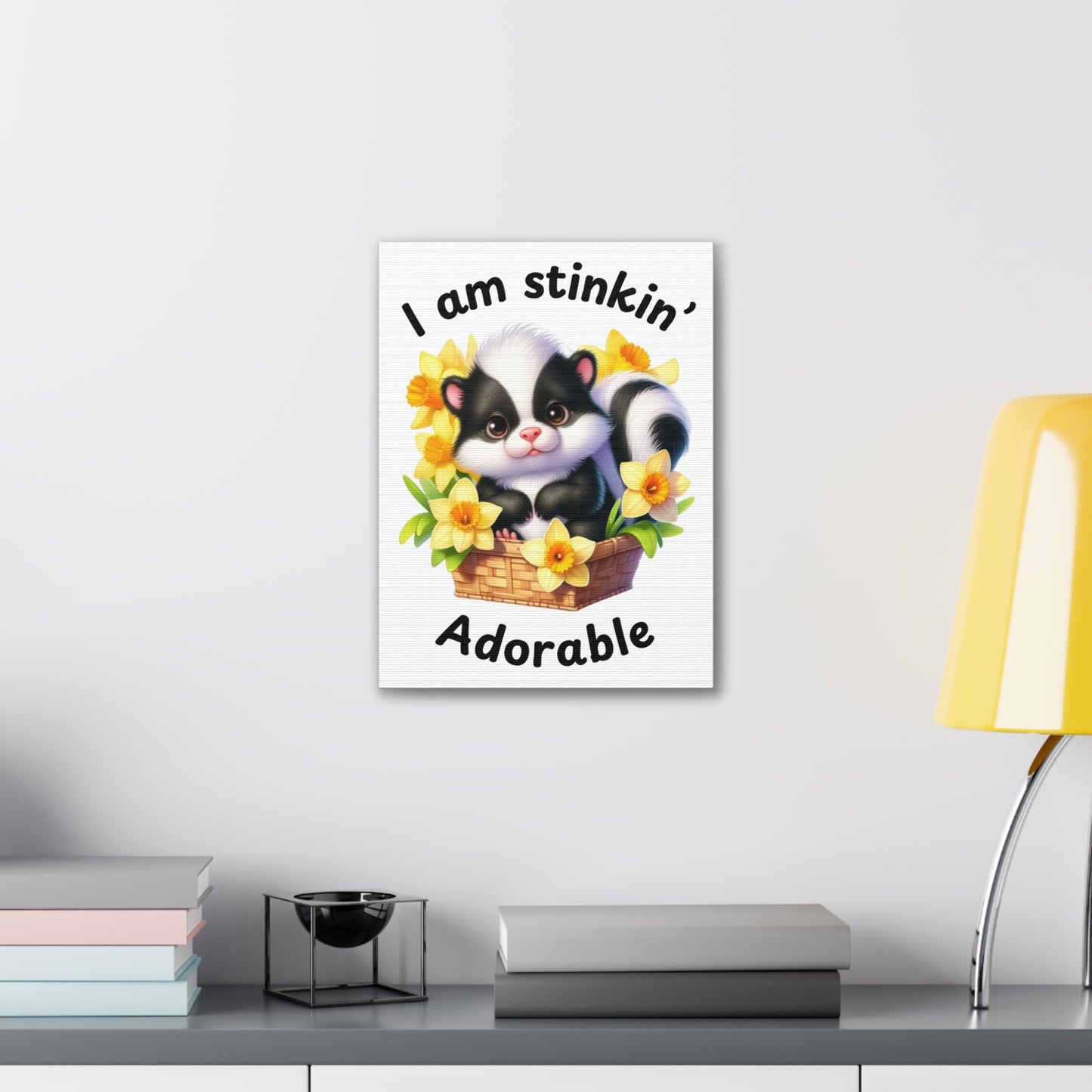 Nursery Canvas - Stinkin' Adorable with Skunk (1-a)