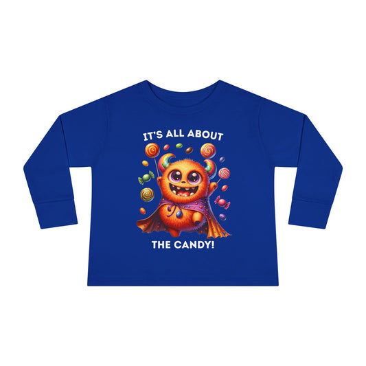 Toddler LS Tee - Halloween / Monster - It's all about the Candy! (01a)