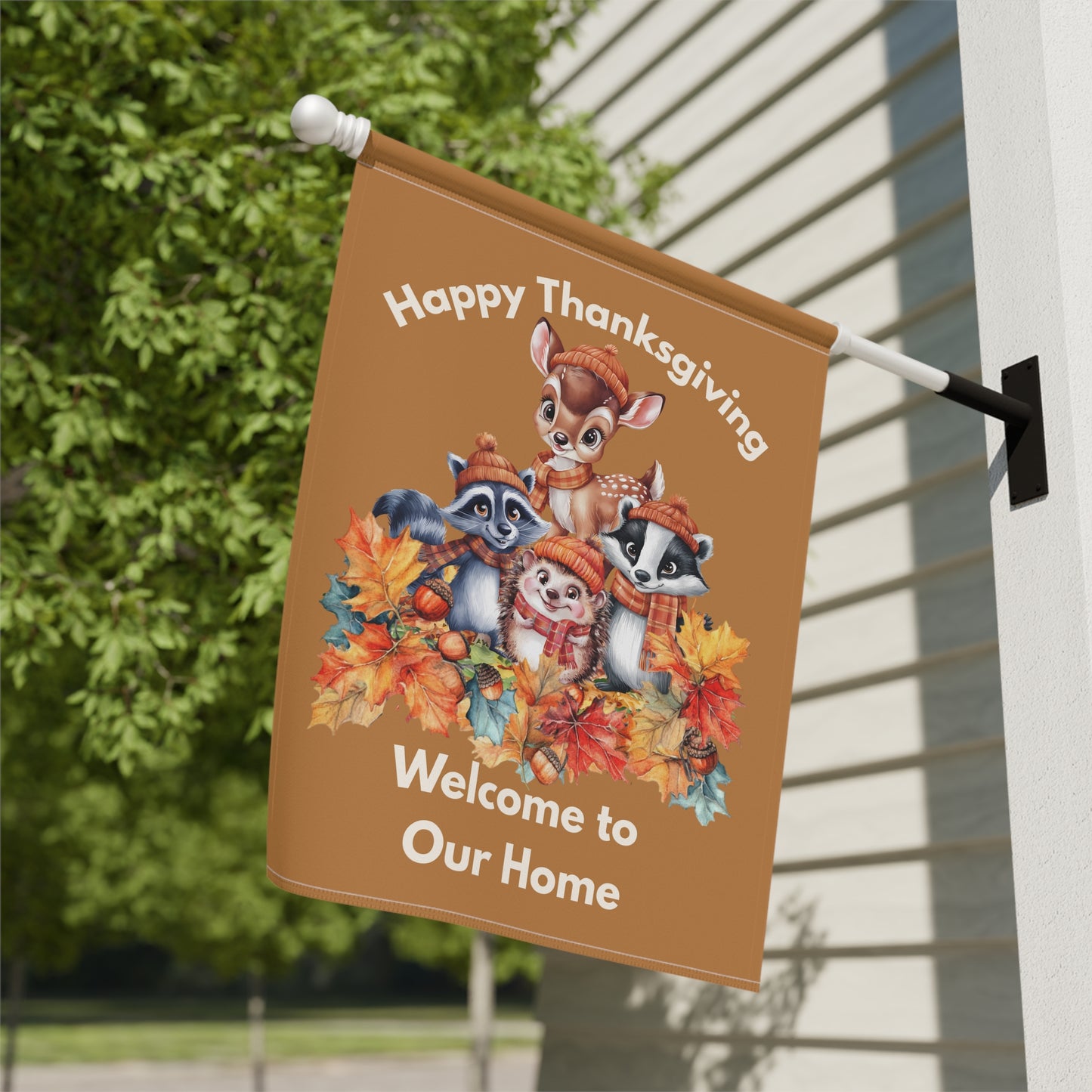 Garden Flag - Thanksgiving -  Autumn Animals (01a)