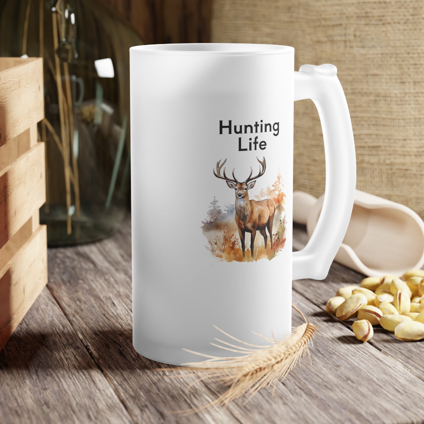 Frosted Glass Beer Mug - Hunting - Hunting Life (1)