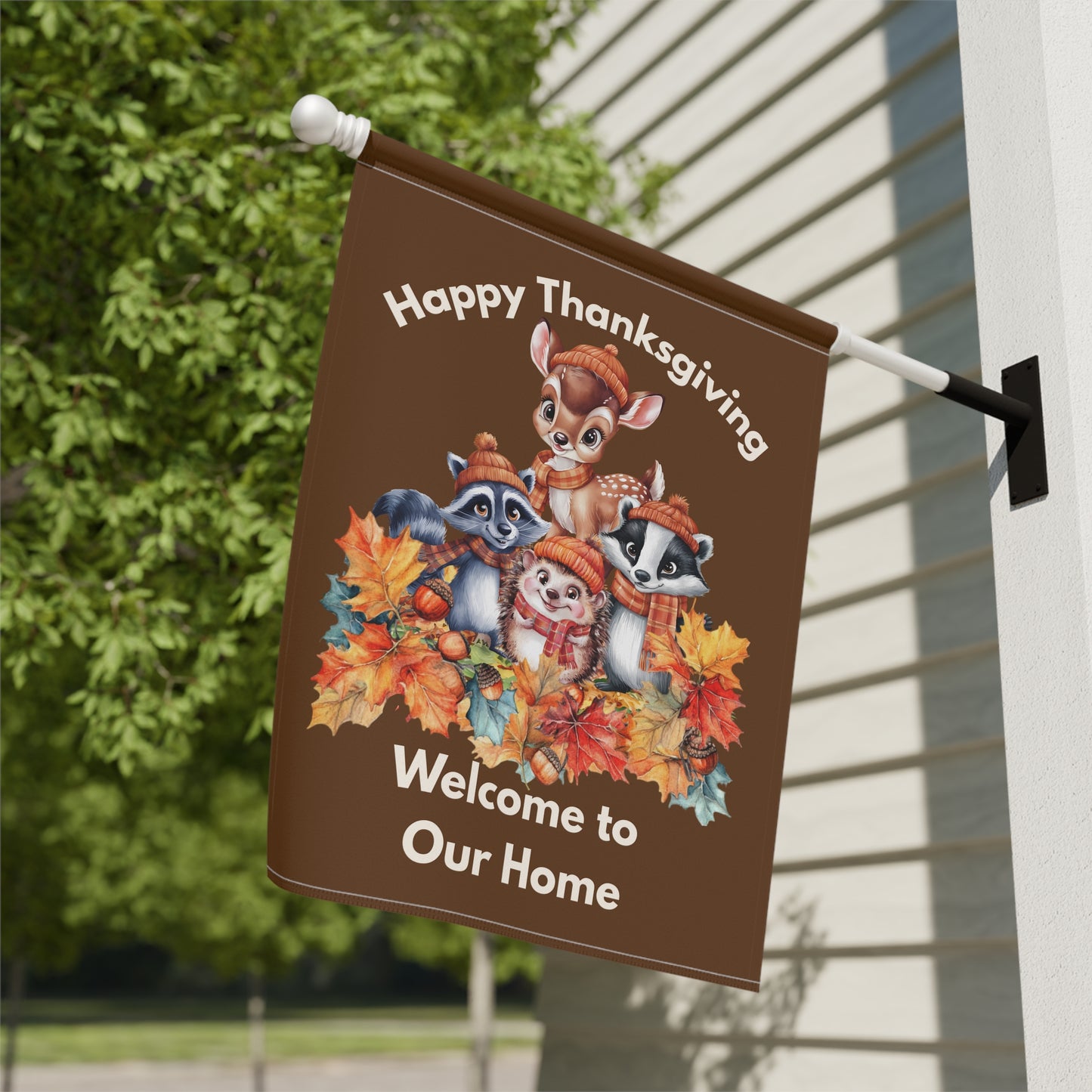 Garden Flag - Thanksgiving -  Autumn Animals (01a)