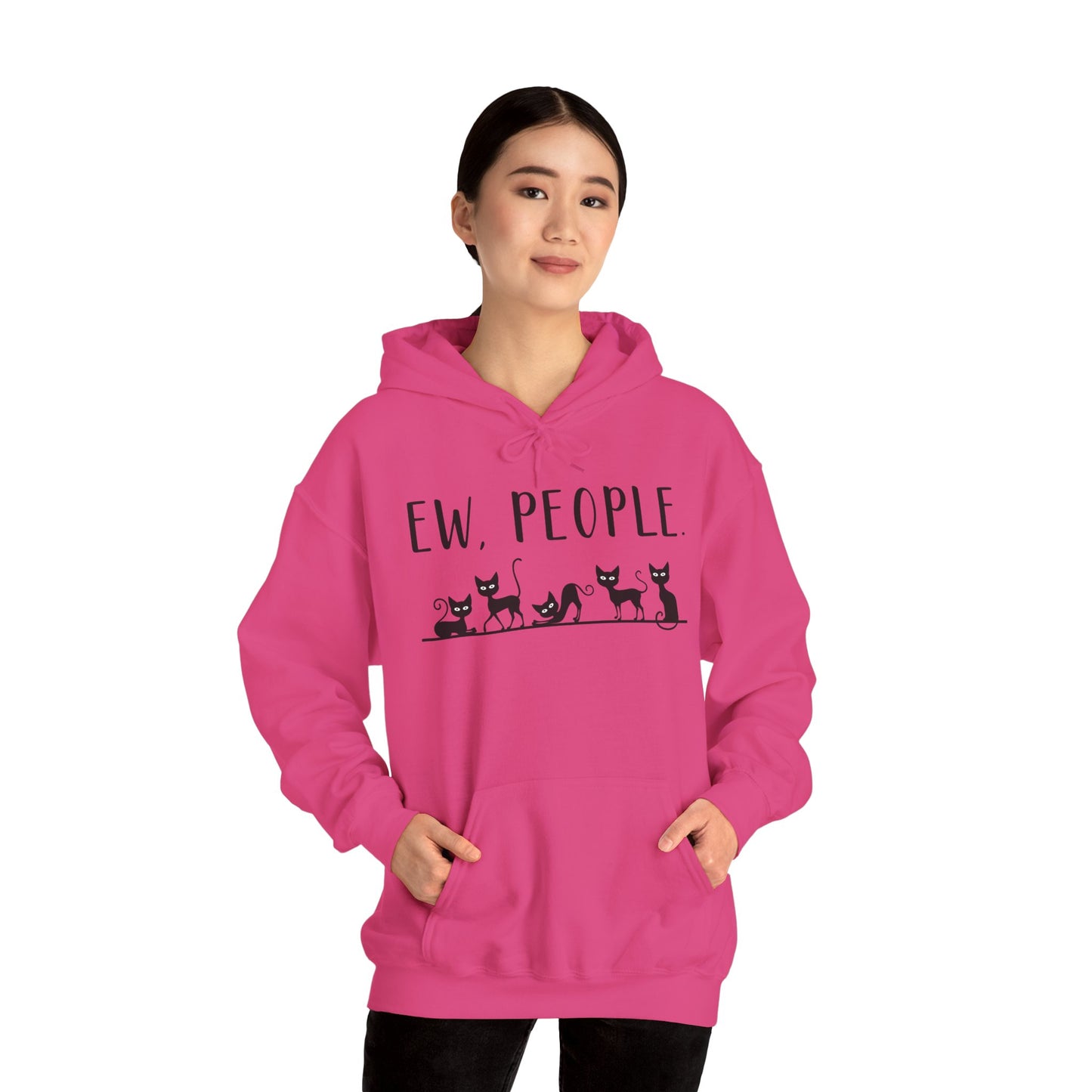 Heavy Blend Hoodie - Animal Lover - Ew People with Black Cats (01)