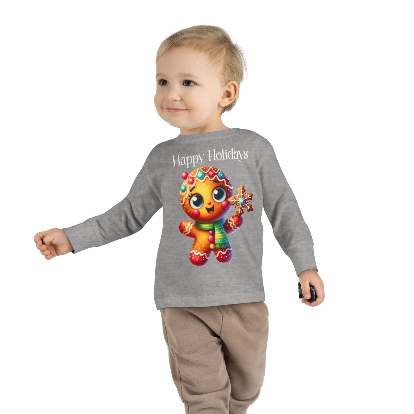 Toddler LS Tee - Christmas - Gingerbread - Happy Holidays (03a)