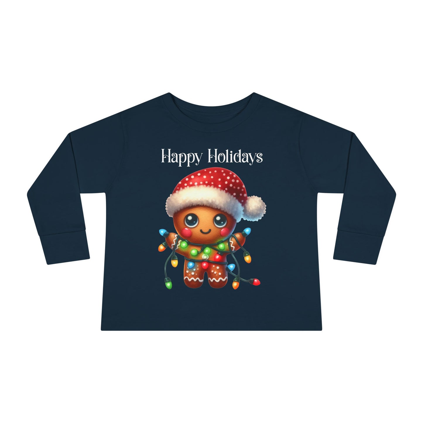Toddler LS Tee - Christmas - Gingerbread - Happy Holidays (02a)