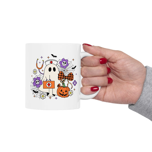 Ceramic Mug - Medical / Halloween Ghost with Medical Stuff (01a)
