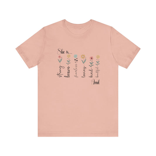 T-Shirt - Family / Aunt - Strong, Brave, Beautiful Floral Design (1)