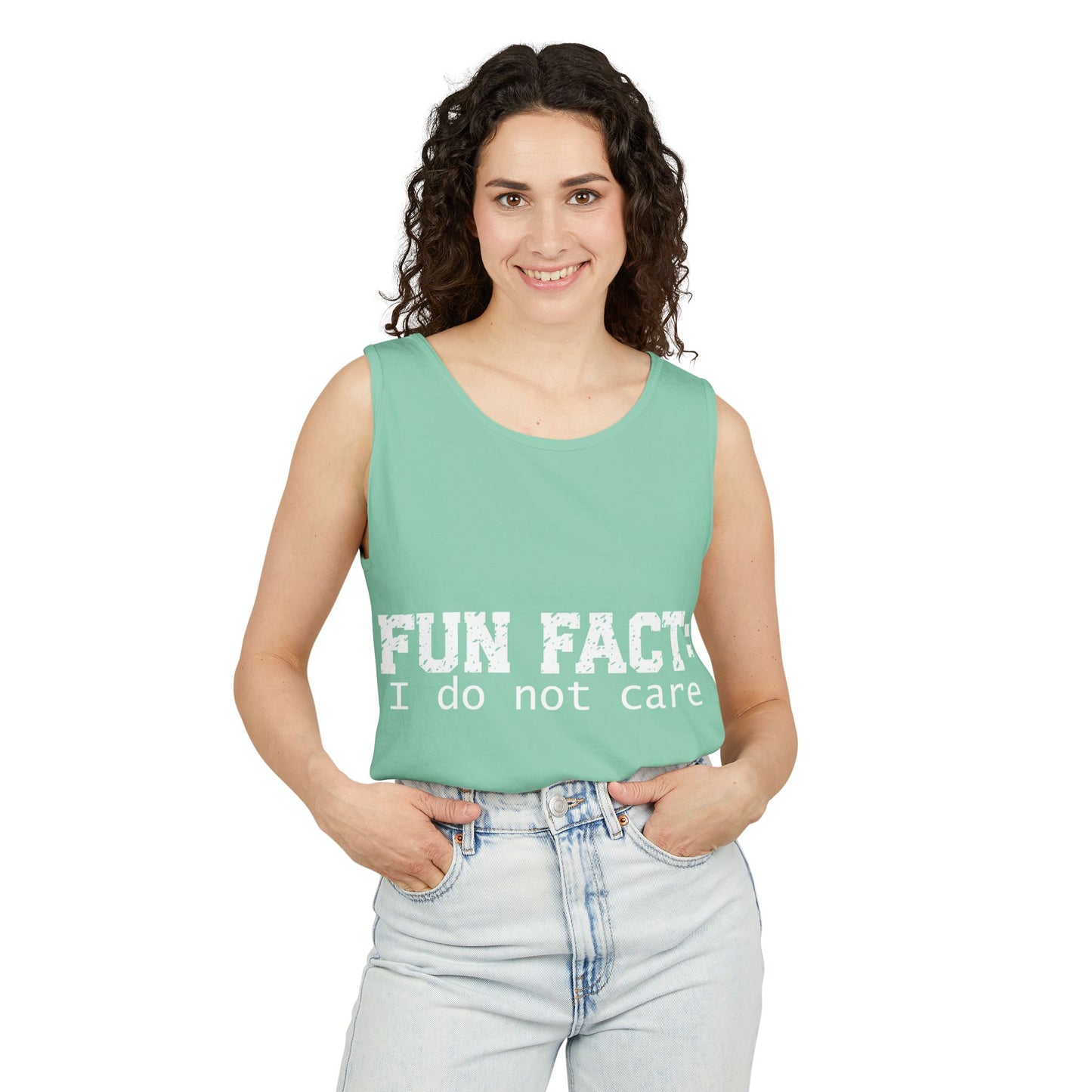 Unisex Tank Top - Funny - Fun Fact: I Do Not Care - White Writing