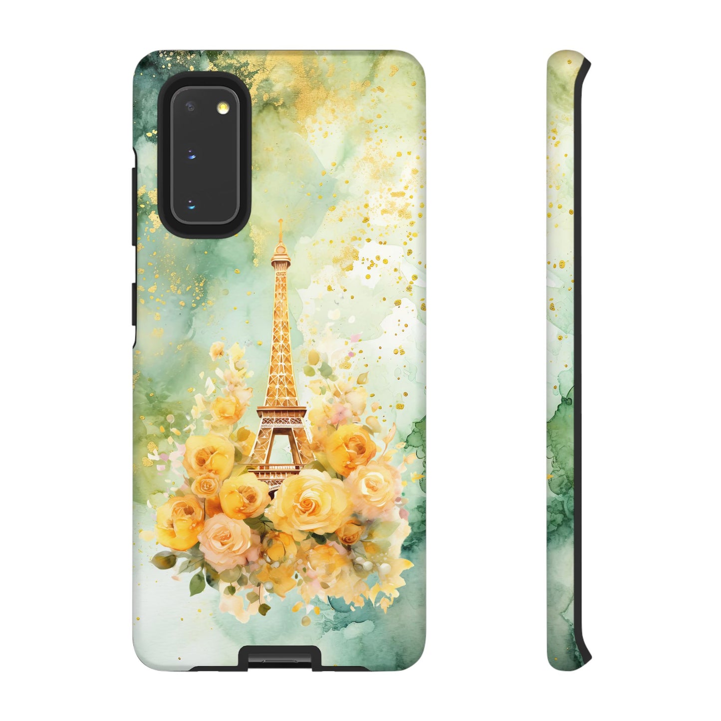 Tough Cell Phone Case - Paris - Eiffel Tower with Yellow Roses (1)