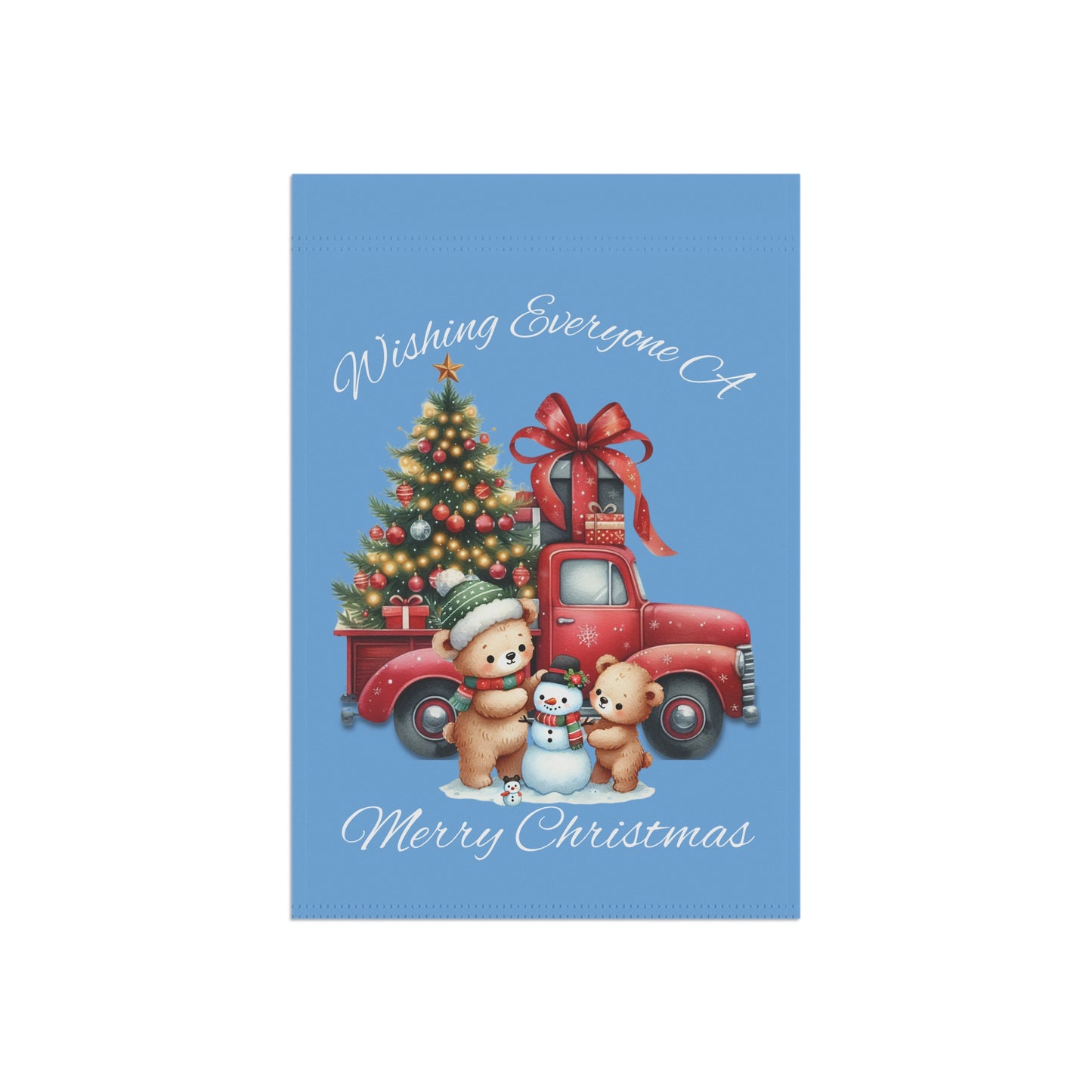 Garden Flag - Christmas - Truck & Snowman (01a - Blue)