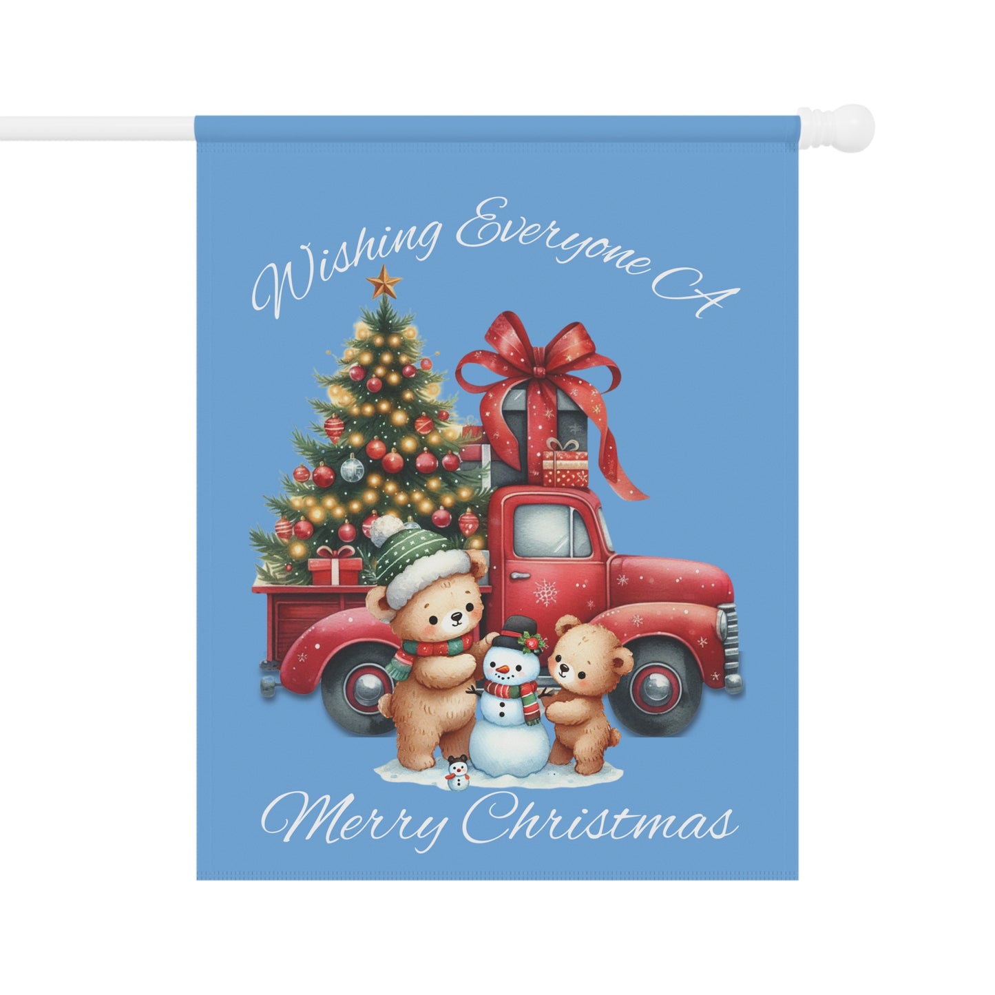 Garden Flag - Christmas - Truck & Snowman (01a - Blue)