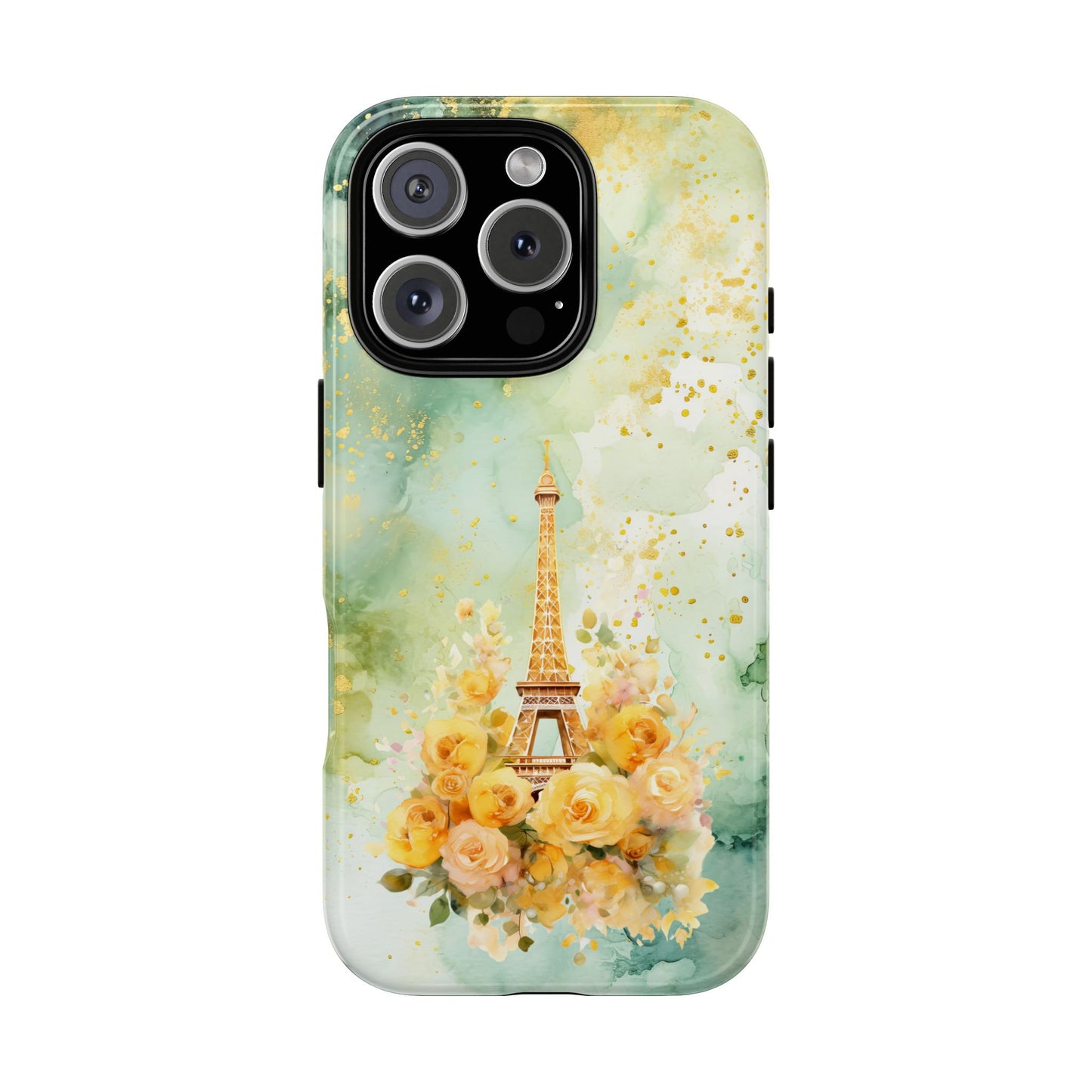 Tough Cell Phone Case - Paris - Eiffel Tower with Yellow Roses (1)