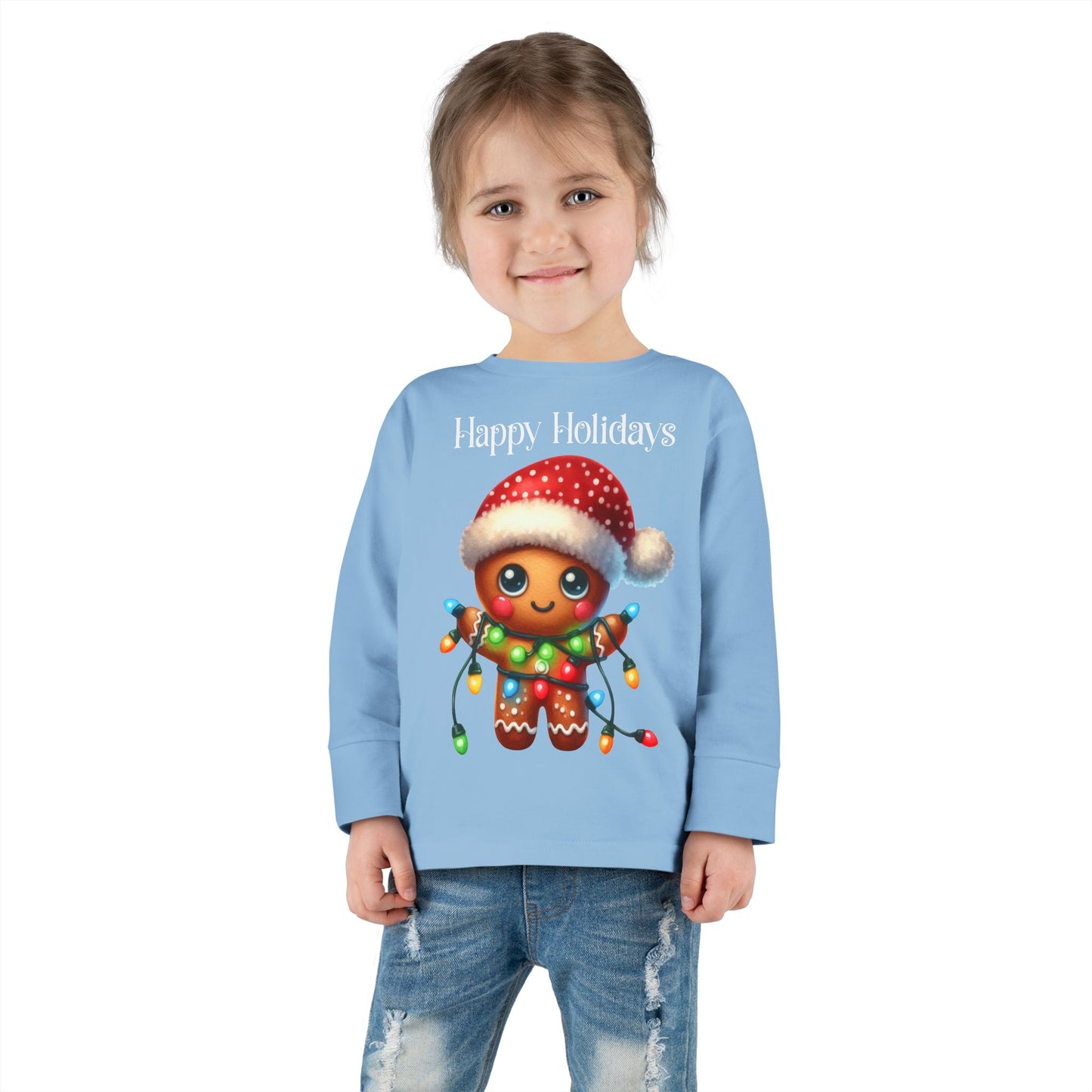 Toddler LS Tee - Christmas - Gingerbread - Happy Holidays (02a)