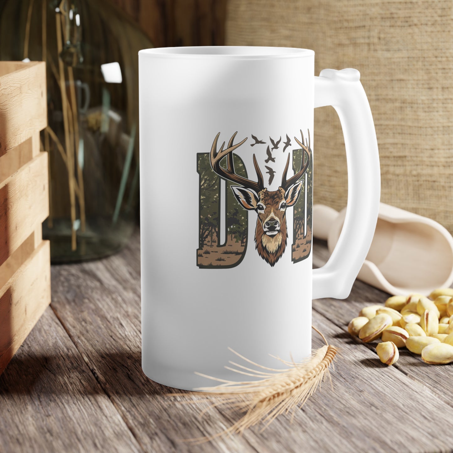 Frosted Glass Beer Mug - Dad - Hunting Dad (1)