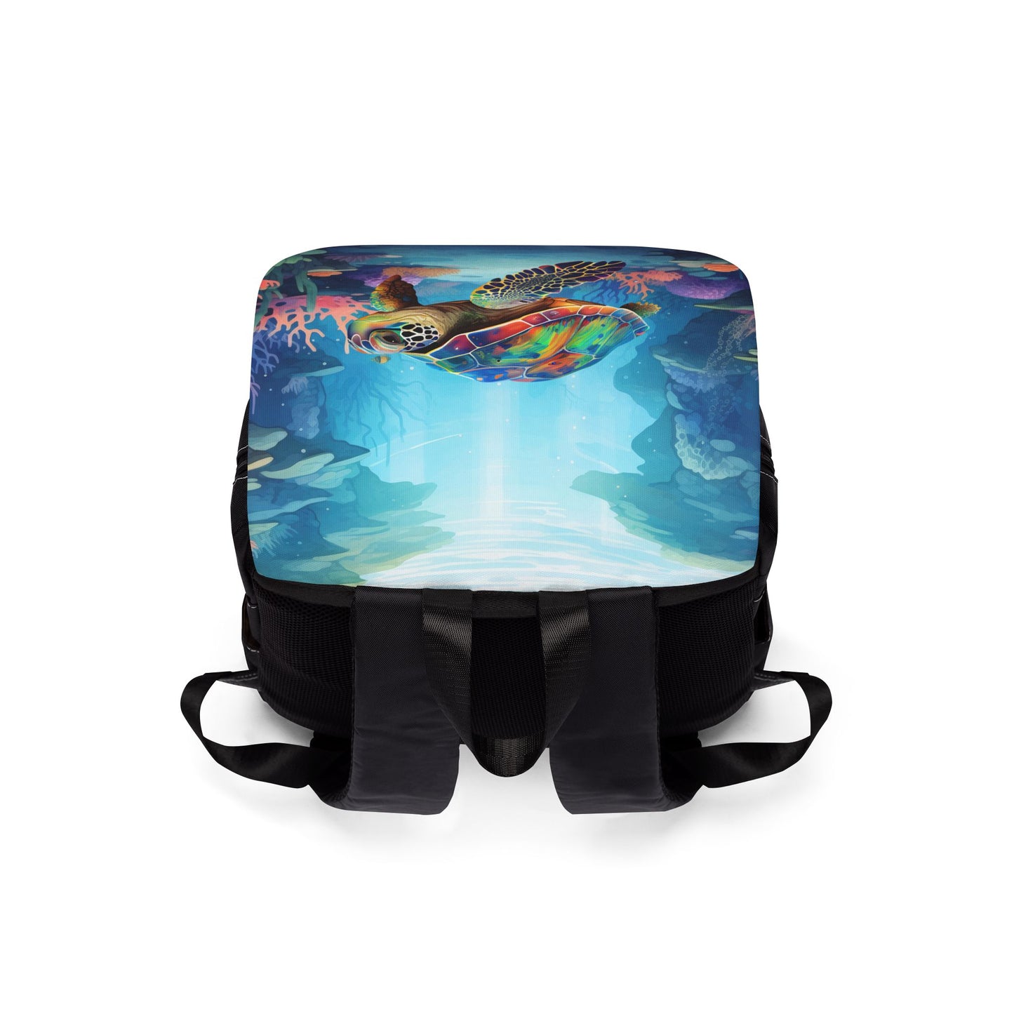 Shoulder Backpack - Vibrant Underwater Sea Turtle Design