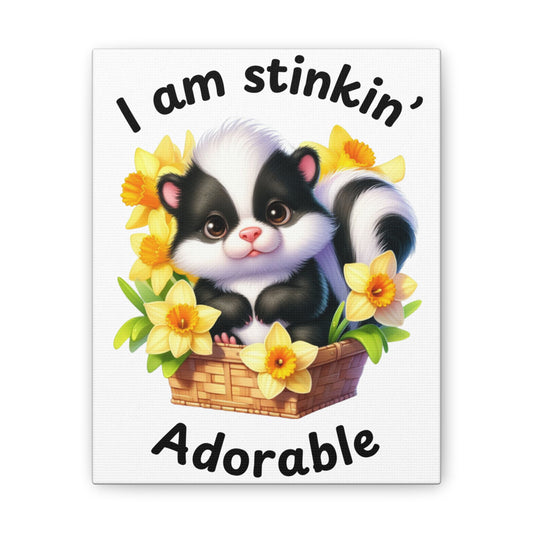 Nursery Canvas - Stinkin' Adorable with Skunk (1-a)