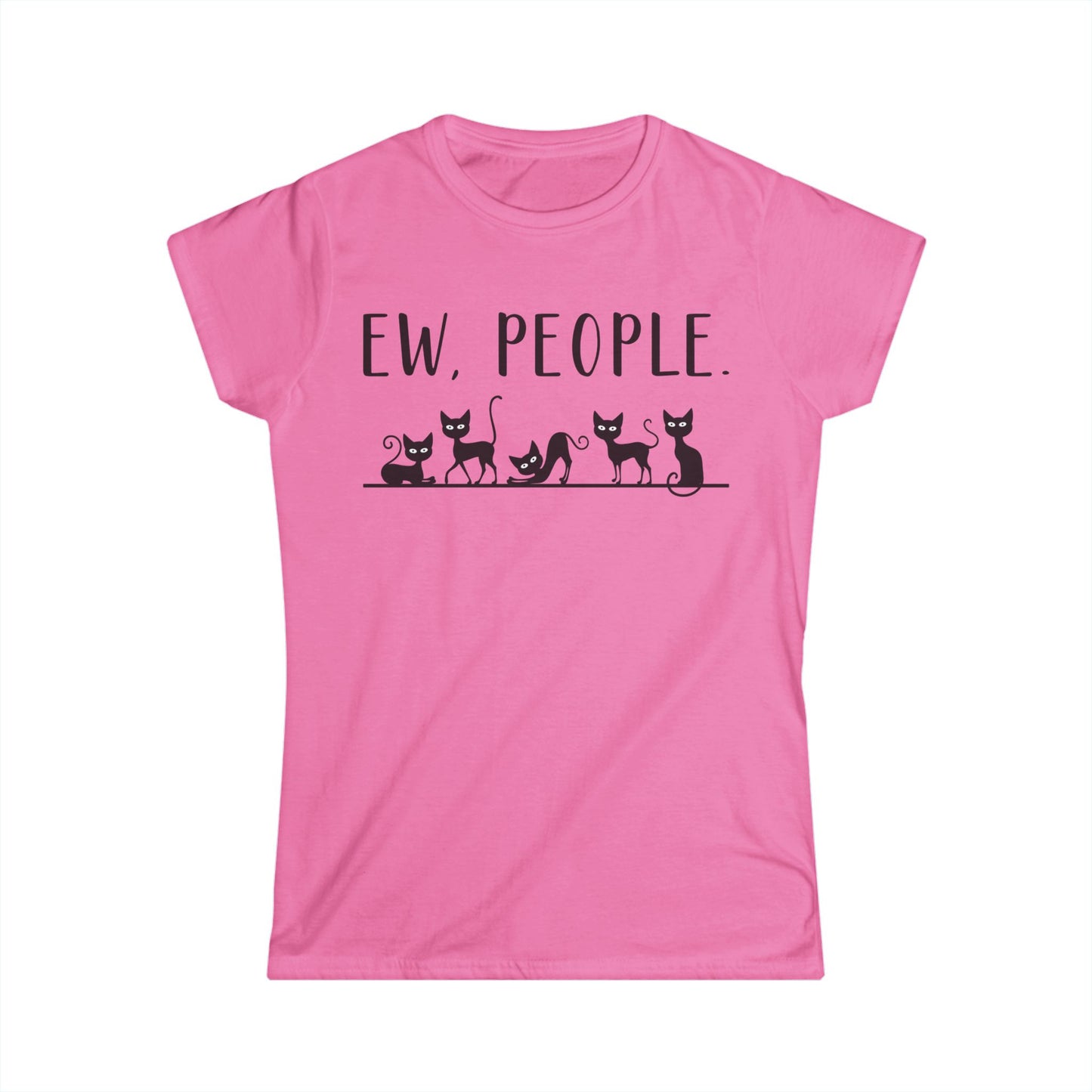 Female T-Shirt - Animal Lover - Ew People with Black Cats (01)