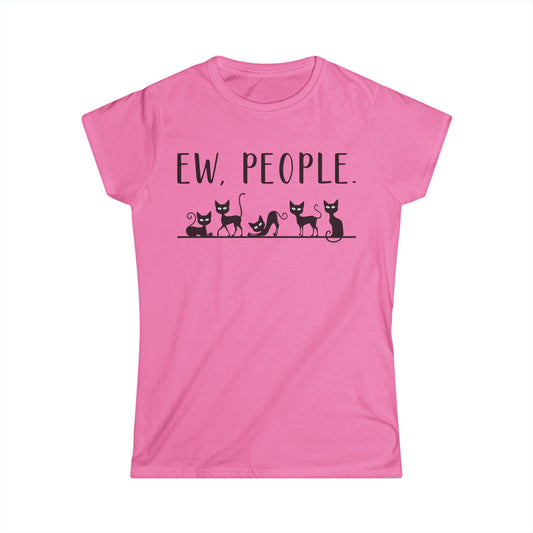 Female T-Shirt - Animal Lover - Ew People with Black Cats (01)
