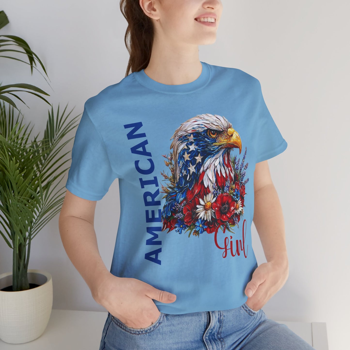 T-Shirt - American - American Girl with Eagle 01