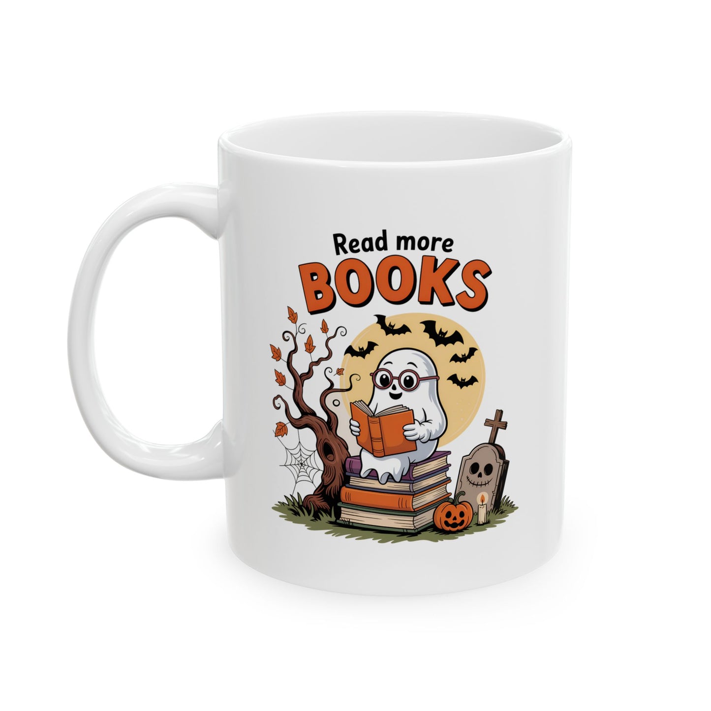 Ceramic Mug - Teacher / Halloween - Read More Books (01a)