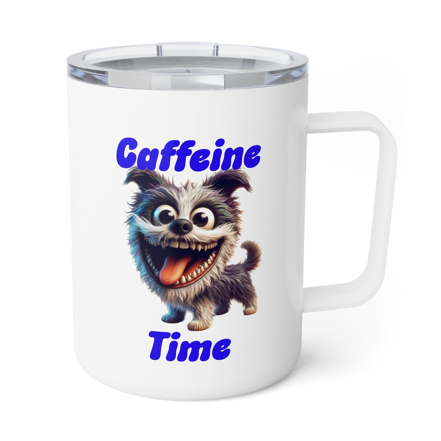 Insulated Coffee Mug - Caffeine Time with dog (1)