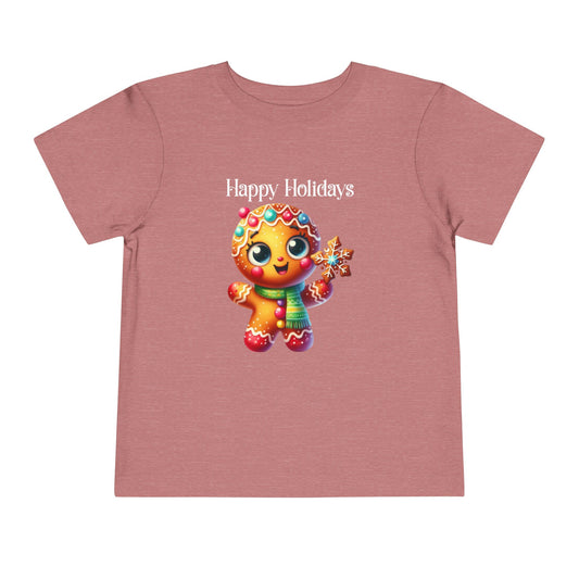 Toddler Tee - Christmas - Gingerbread - Happy Holidays (03a)