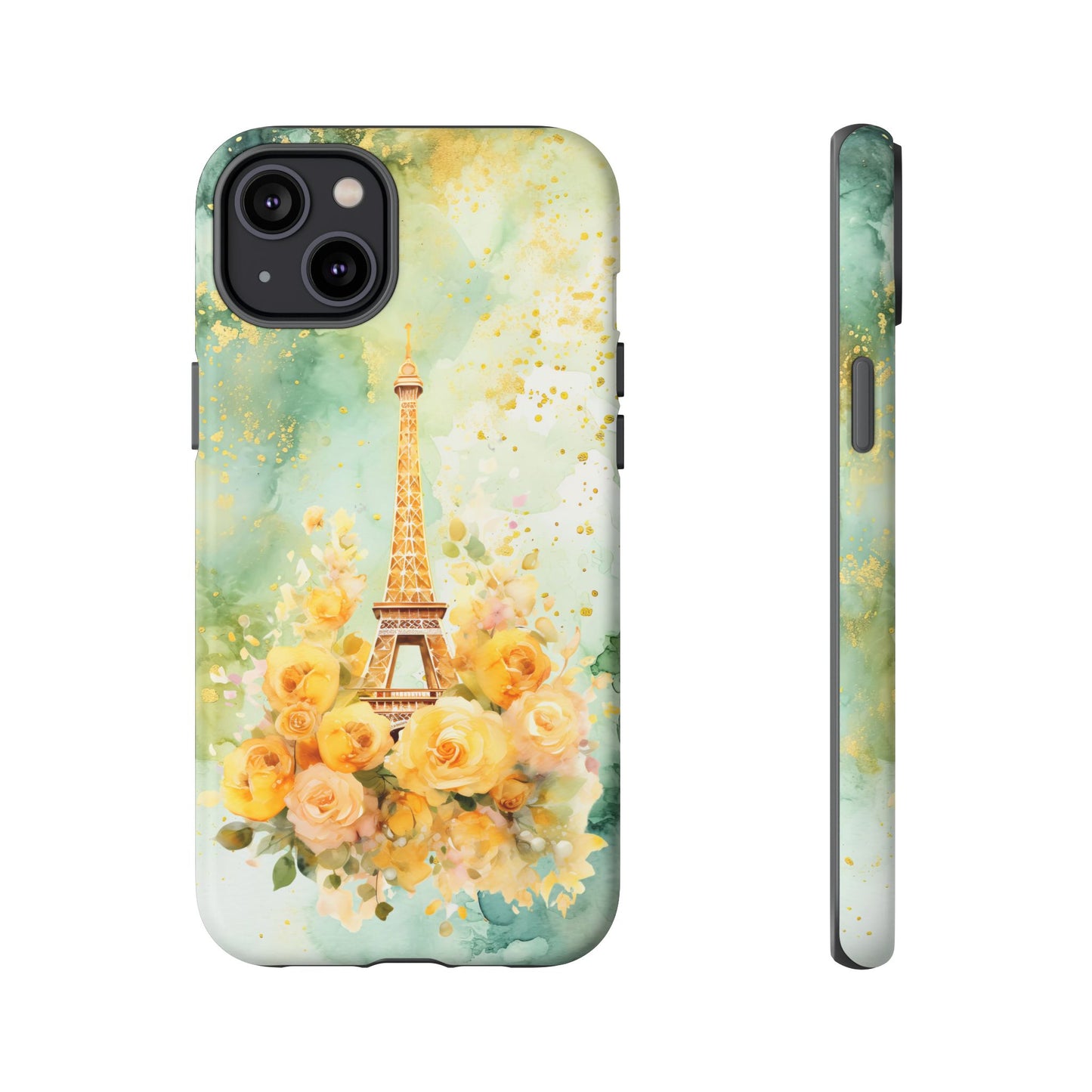 Tough Cell Phone Case - Paris - Eiffel Tower with Yellow Roses (1)