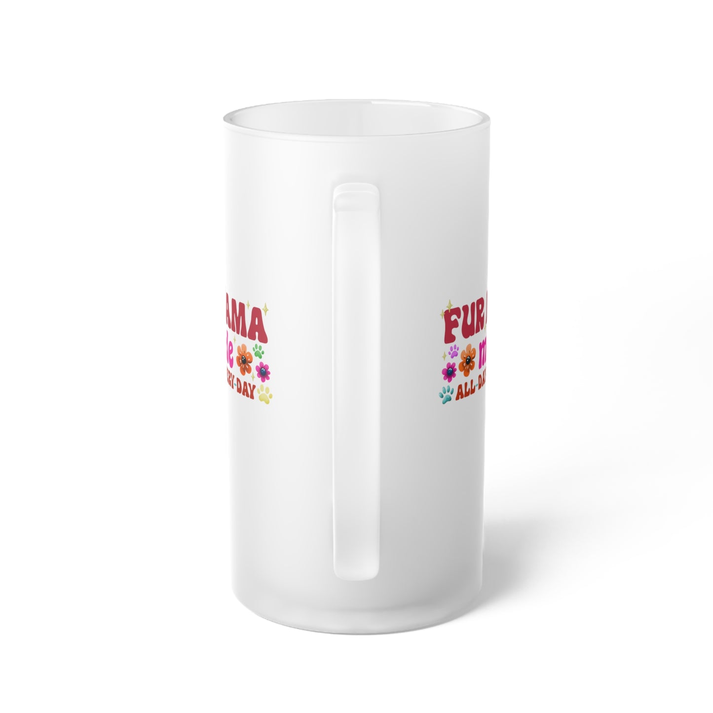 Frosted Glass Beer Mug - Fur Mama (1)