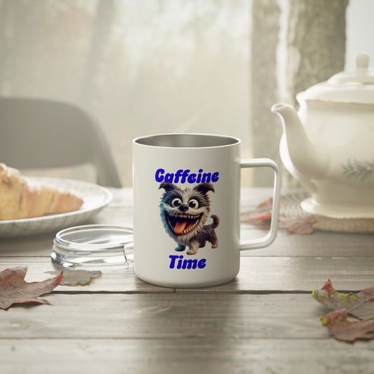 Insulated Coffee Mug - Caffeine Time with dog (1)