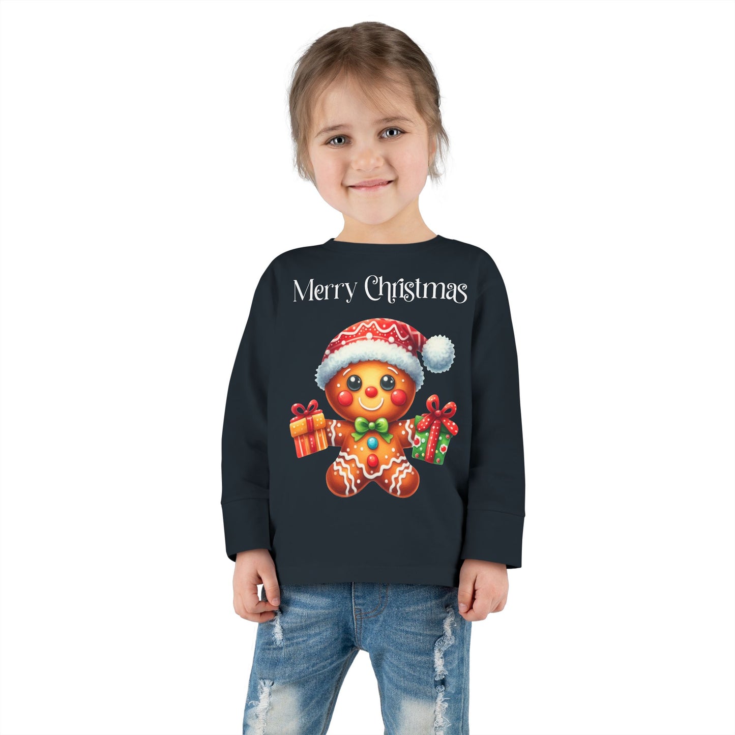 Toddler LS Tee - Christmas - Gingerbread - Merry Christmas (01a)