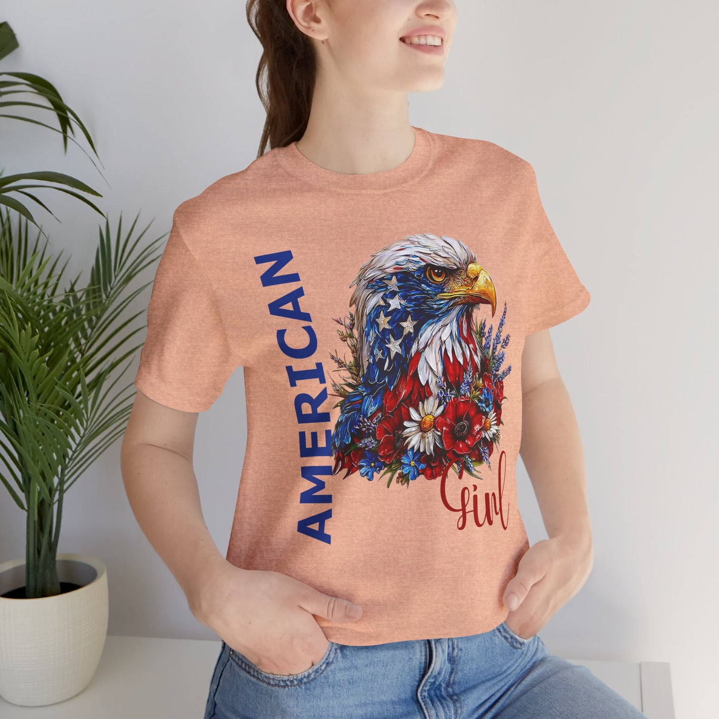 T-Shirt - American - American Girl with Eagle 01