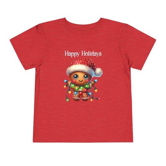 Toddler Tee - Christmas - Gingerbread - Happy Holidays (02a)
