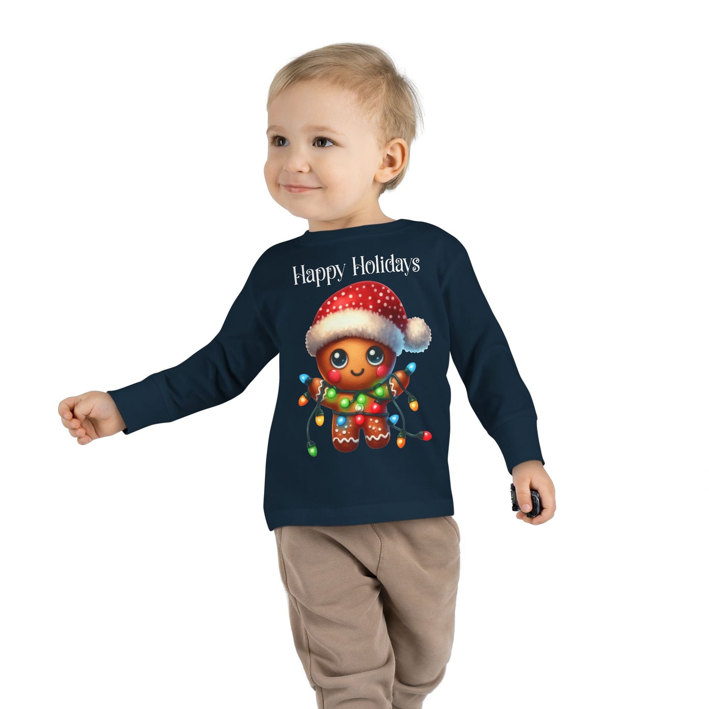 Toddler LS Tee - Christmas - Gingerbread - Happy Holidays (02a)