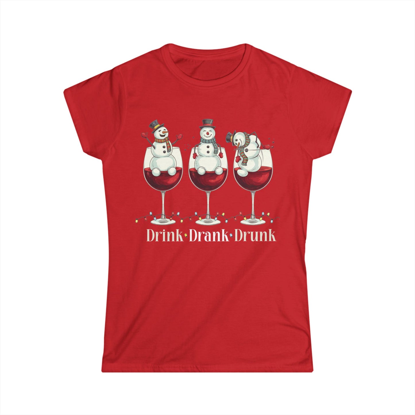 Female T-Shirt - Christmas - Wine Snowmen (01)
