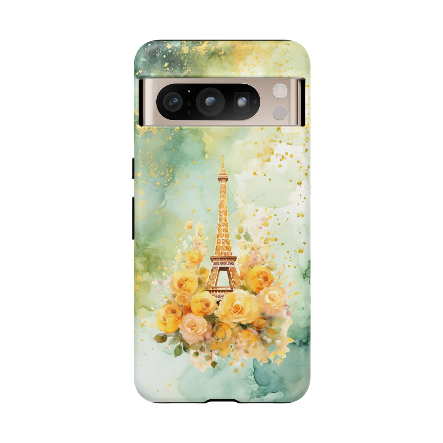 Tough Cell Phone Case - Paris - Eiffel Tower with Yellow Roses (1)