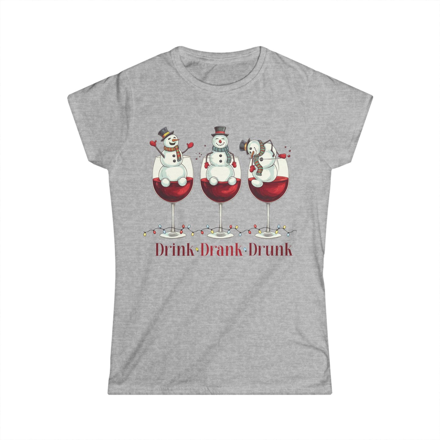 Female T-Shirt - Christmas - Wine Snowmen (01)